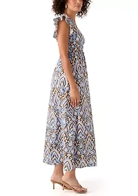 Women's Printed Smock Midi Dress