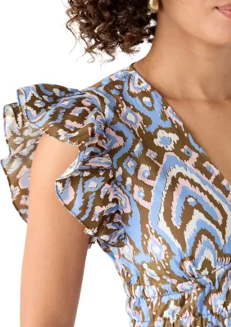 Women's Printed Smock Midi Dress