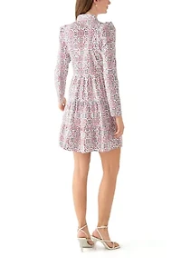 Women's Printed Poplin Flutter Shoulder Dress