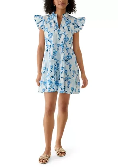 Women's Flutter Sleeve Tiered Dress