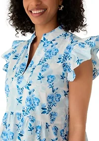 Women's Flutter Sleeve Tiered Dress