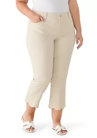 Plus High Rise Scallop Trim Pants