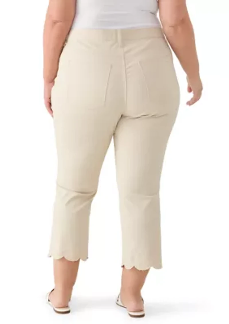Plus High Rise Scallop Trim Pants