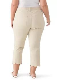 Plus High Rise Scallop Trim Pants