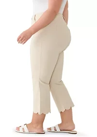 Plus High Rise Scallop Trim Pants