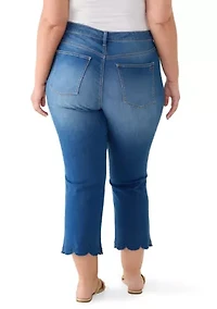 Plus High Rise Demi Scallop Trim Jeans