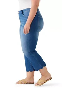 Plus High Rise Demi Scallop Trim Jeans