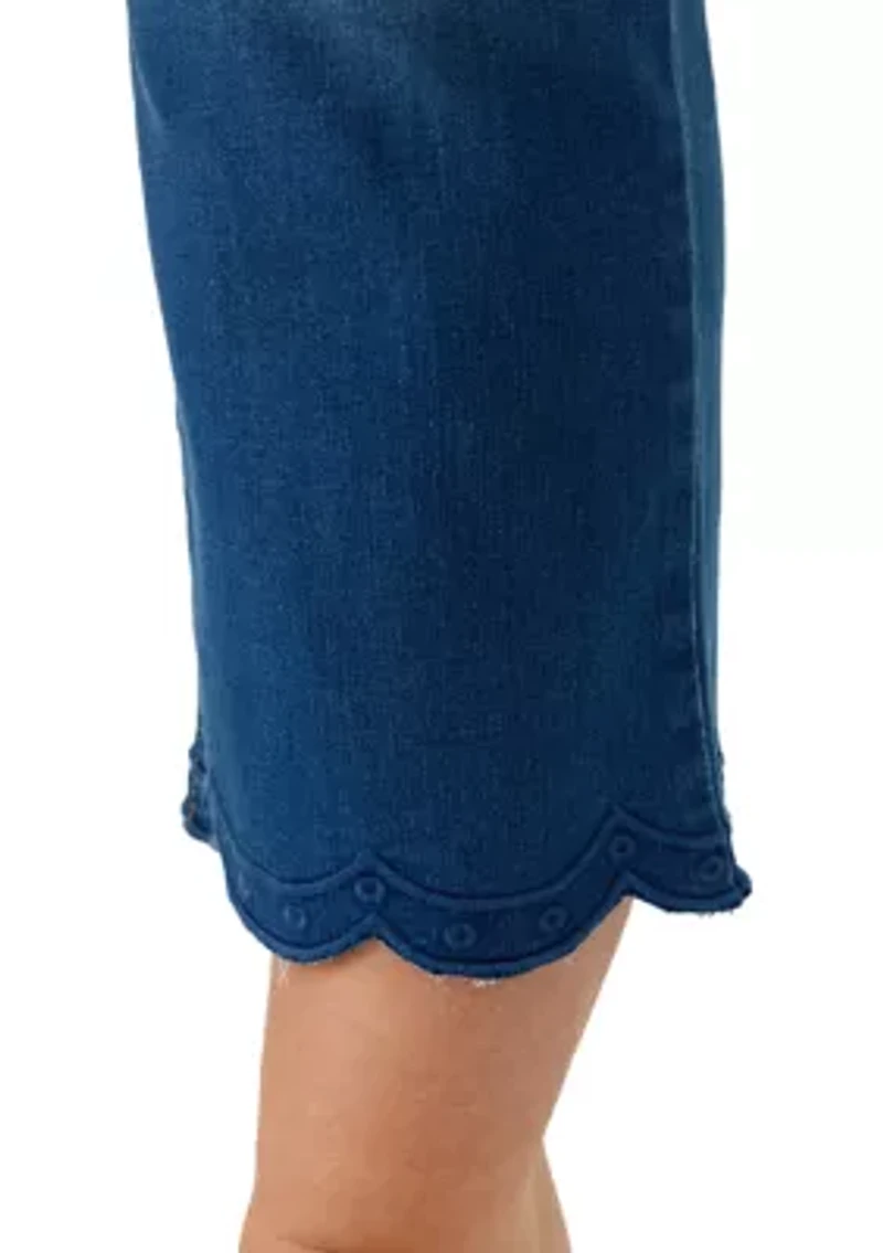 Plus High Rise Demi Scallop Trim Jeans