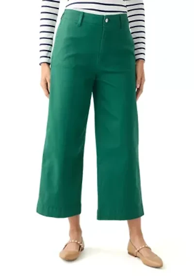 Petite Coated Crop Wide Leg Pants