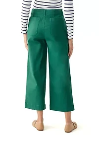 Petite Coated Crop Wide Leg Pants