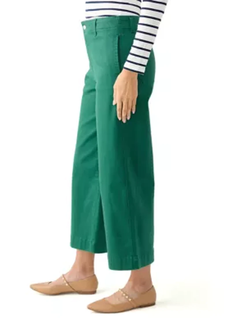 Petite Coated Crop Wide Leg Pants