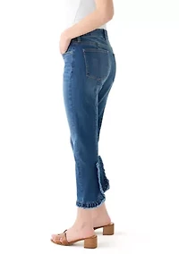 Petite Ruffle Back Cropped Jeans