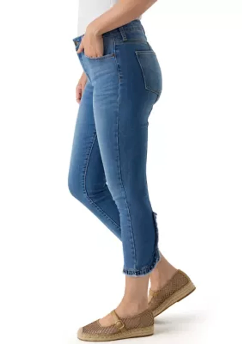 Petite Ruffle Back Cropped Jeans