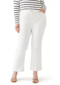 Plus High Rise Twill Kick Flare Ankle Jeans