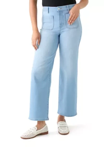 Women's High Rise Patch Pocket Wide Leg Cuffed Pants