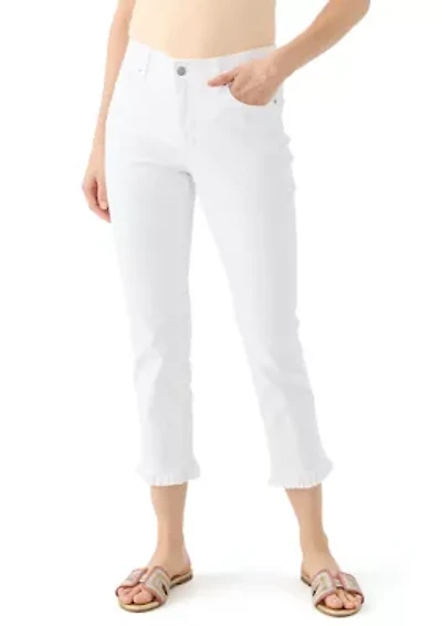 Women's Ruffle Back Cropped Colored Jeans