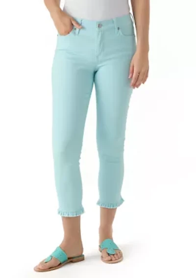 Women's Ruffle Back Cropped Colored Jeans
