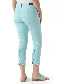 Women's Ruffle Back Cropped Colored Jeans