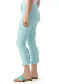 Women's Ruffle Back Cropped Colored Jeans