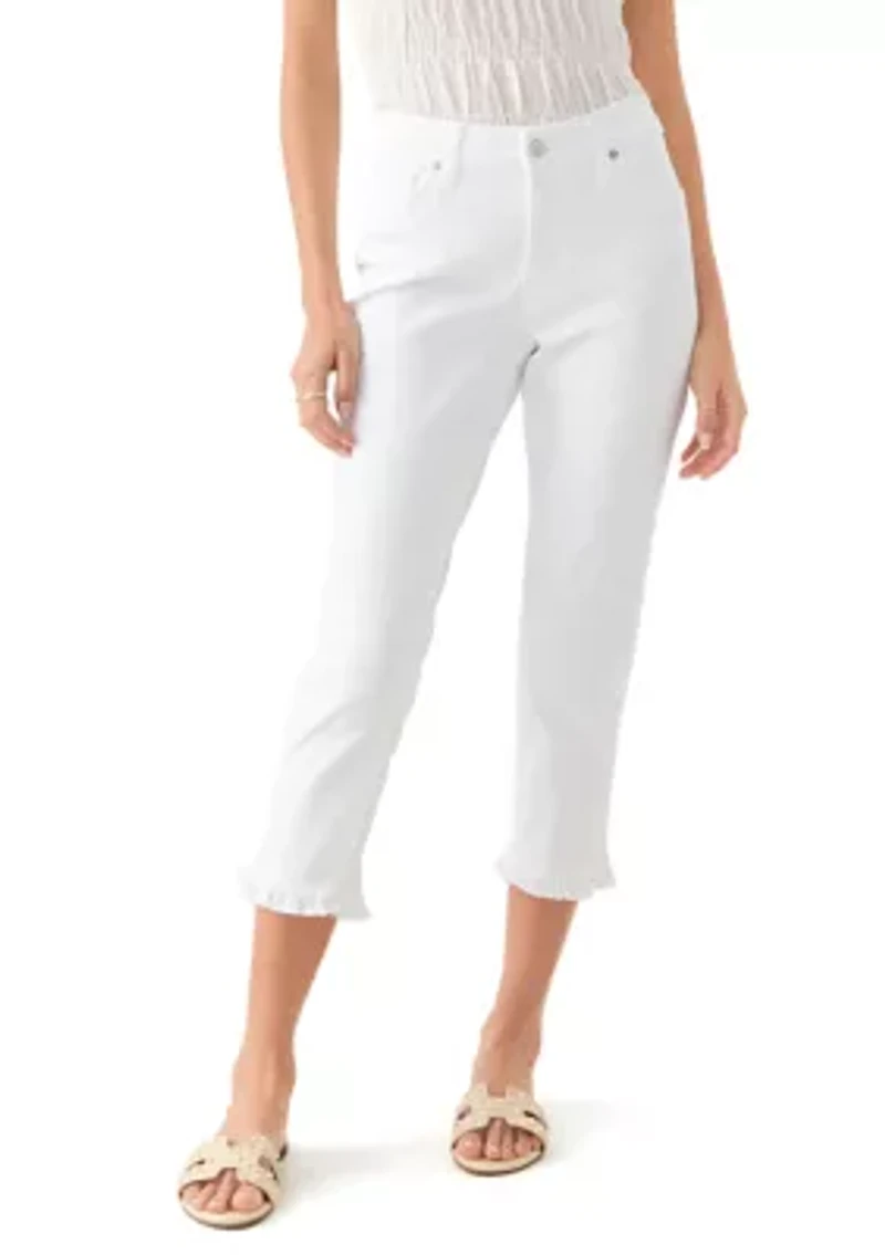 Petite Ruffle Back Denim Cropped Jeans