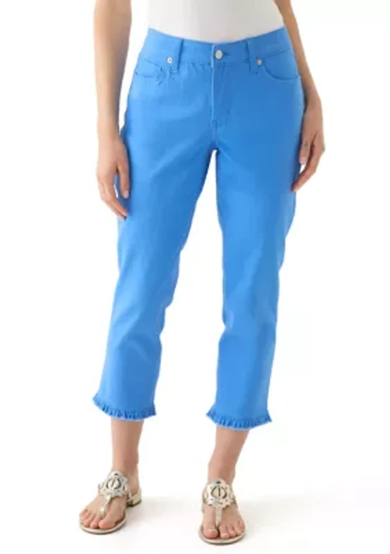 Petite Ruffle Back Denim Cropped Jeans