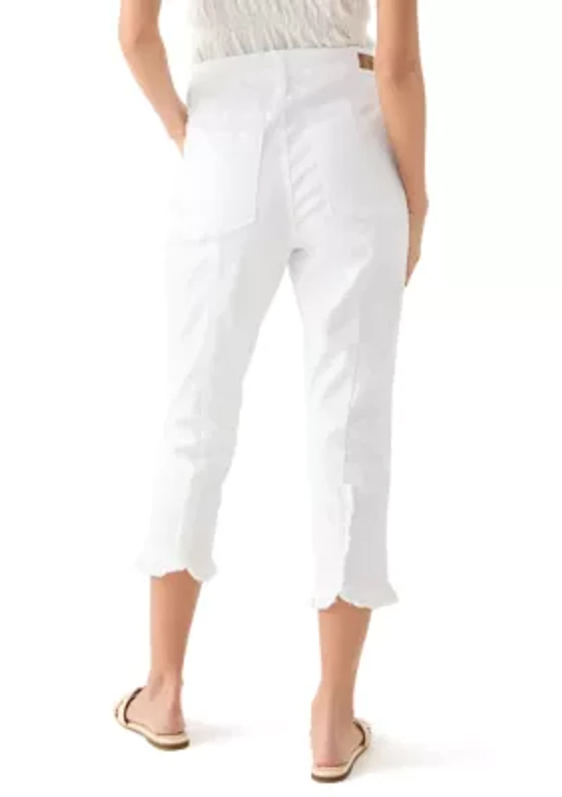 Petite Ruffle Back Denim Cropped Jeans