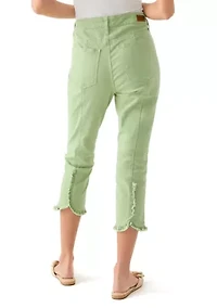 Petite Ruffle Back Denim Cropped Jeans