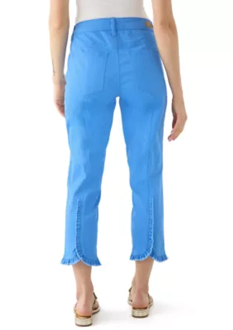 Petite Ruffle Back Denim Cropped Jeans
