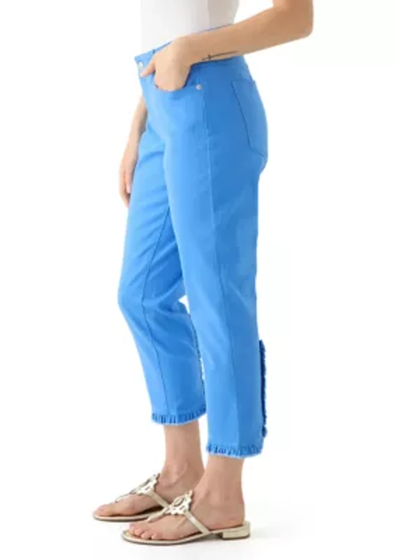 Petite Ruffle Back Denim Cropped Jeans