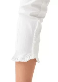 Petite Ruffle Back Denim Cropped Jeans
