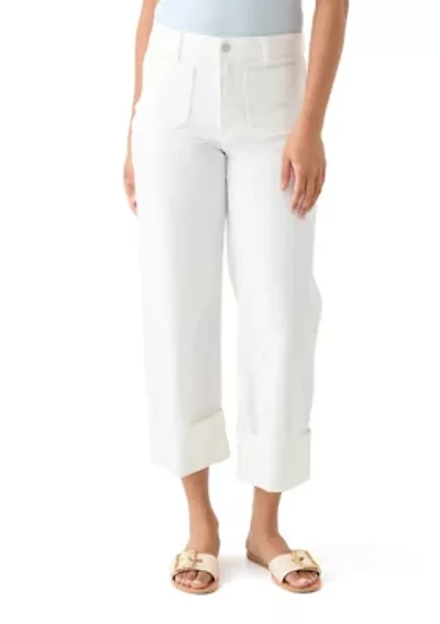 Women's High Rise Patch Pocket Wide Leg Cuffed Pants