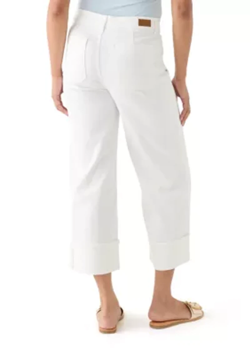 Women's High Rise Patch Pocket Wide Leg Cuffed Pants