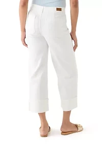 Women's High Rise Patch Pocket Wide Leg Cuffed Pants