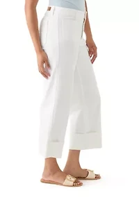 Women's High Rise Patch Pocket Wide Leg Cuffed Pants