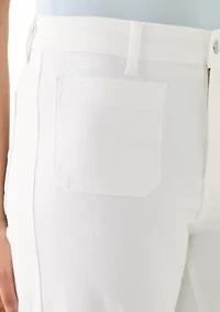 Women's High Rise Patch Pocket Wide Leg Cuffed Pants