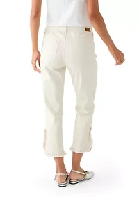 Women's Mid Rise Ruffle Hem Cropped Pants