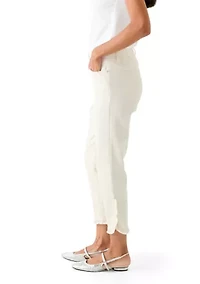 Women's Mid Rise Ruffle Hem Cropped Pants