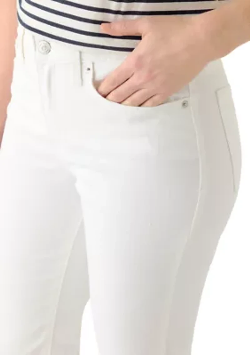 Women's Mid Rise Ruffle Hem Cropped Pants