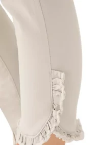 Women's Mid Rise Ruffle Hem Cropped Pants