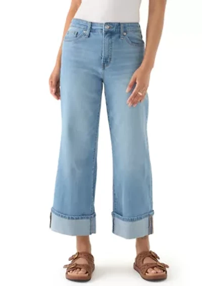 Women's Mid Rise Cuffed Cropped Flare Jeans