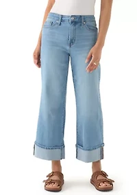 Women's Mid Rise Cuffed Cropped Flare Jeans