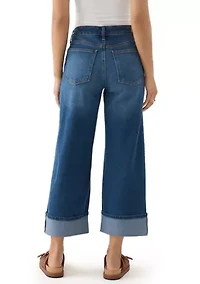 Women's Mid Rise Cuffed Cropped Flare Jeans