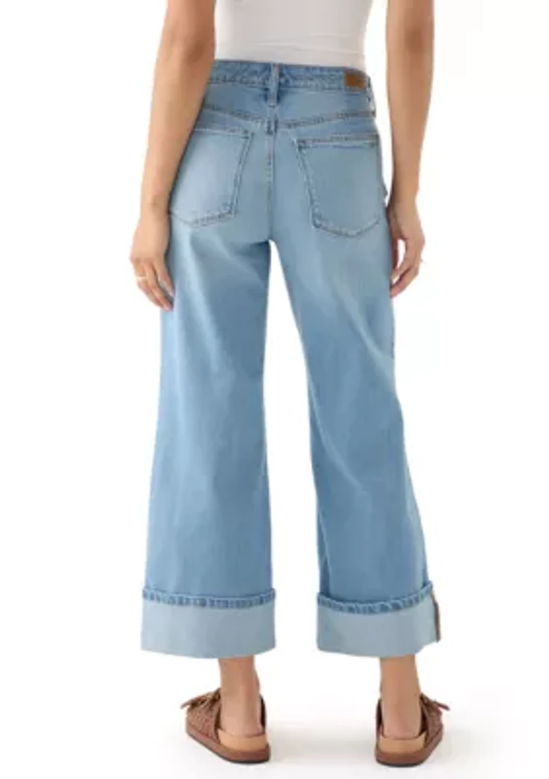 Women's Mid Rise Cuffed Cropped Flare Jeans