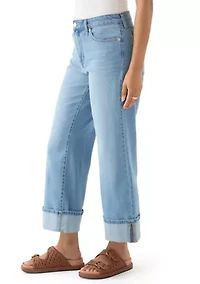 Women's Mid Rise Cuffed Cropped Flare Jeans