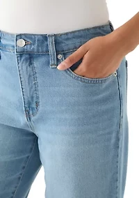 Women's Mid Rise Cuffed Cropped Flare Jeans