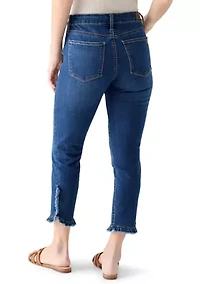 Women's Mid Rise Ruffle Hem Cropped Pants