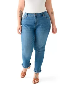 Plus Ruffle Back Cropped Pants