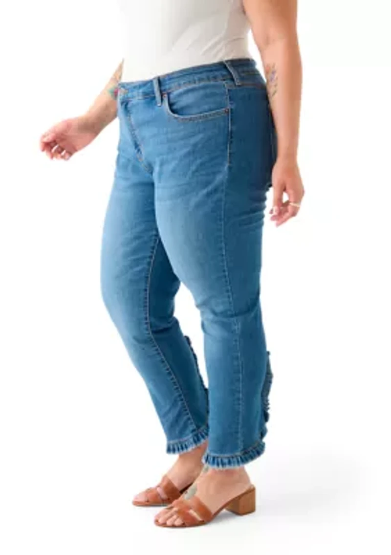 Plus Ruffle Back Cropped Pants