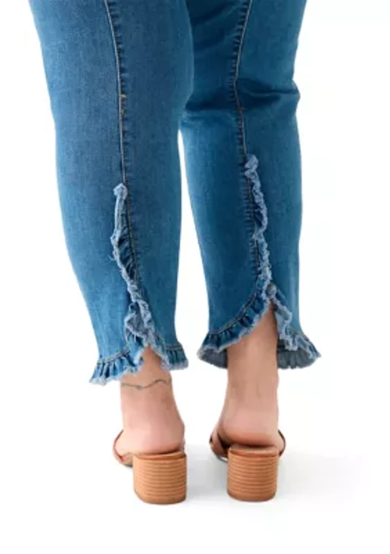 Plus Ruffle Back Cropped Pants