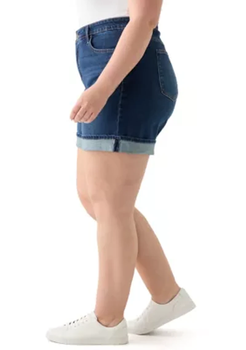 Plus HIgh Rise Cuff Shorts